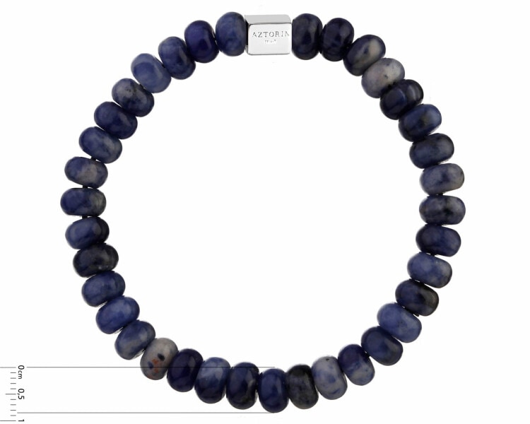 Rhodium-Plated Brass Bracelet with Sodalite