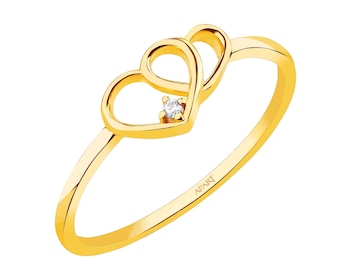Zlatý prsten se zirkony - srdce