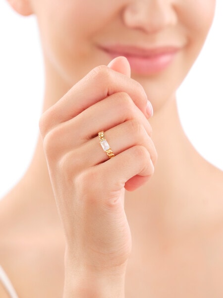 Pozlacený prsten z mosazi s zirkonem
