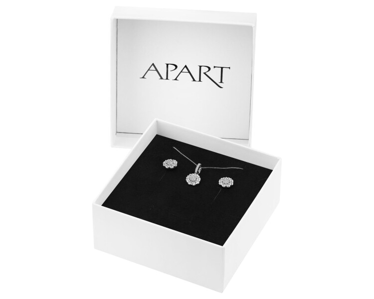 Rhodium Plated Silver Set with Cubic Zirconia