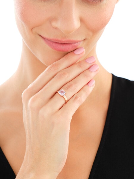 9 K Rhodium Plated Rose Gold Ring - fineness 9 K