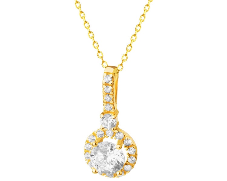 8 K Yellow Gold Pendant with Cubic Zirconia