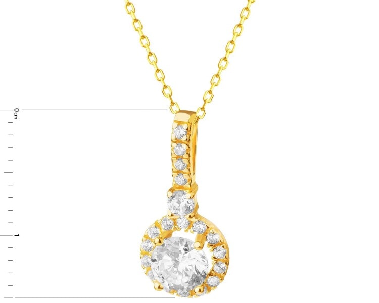 8 K Yellow Gold Pendant with Cubic Zirconia