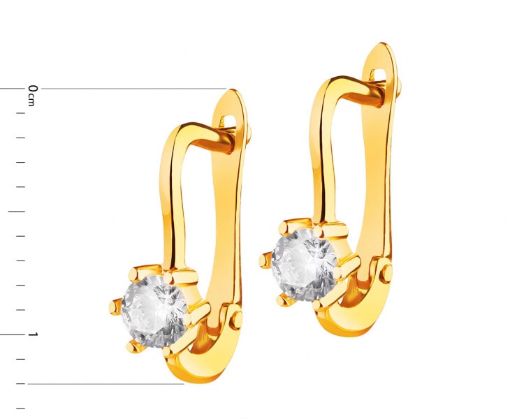 8 K Yellow Gold Earrings with Cubic Zirconia