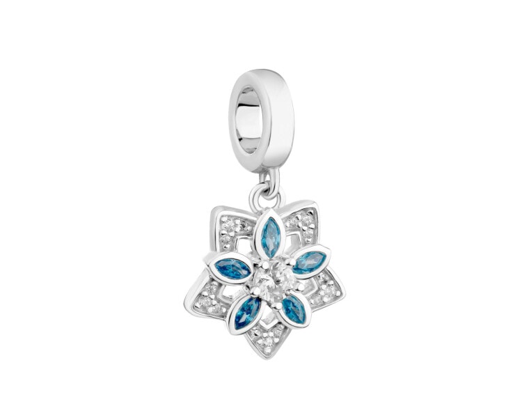 Stříbrný přívěsek na náramek Beads se zirkony - květ