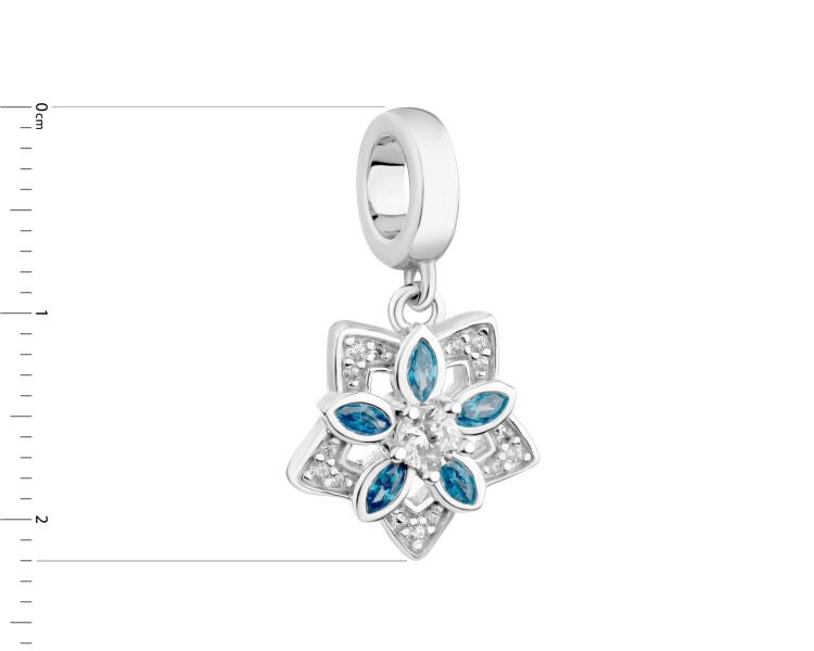 Zawieszka srebrna beads z cyrkoniami - kwiat