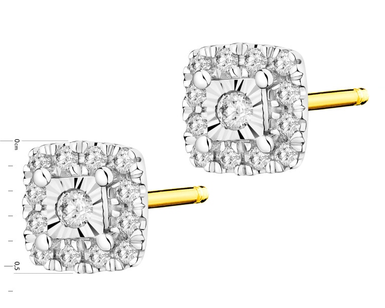 Náušnice ze žlutého a bílého zlata s diamanty 0,15 ct - ryzost 585