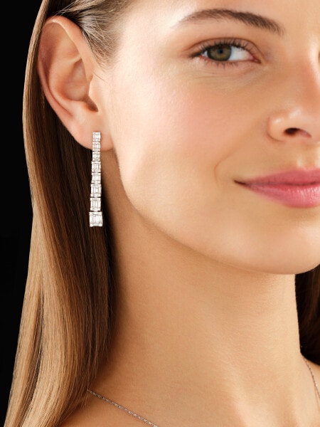 18 K Rhodium-Plated White Gold Dangling Earring  - 1,99 ct - fineness 18 K