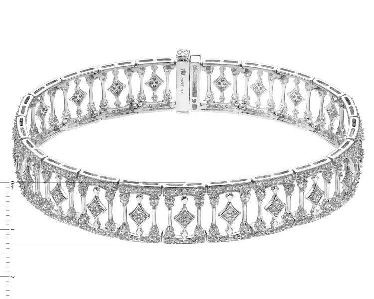 14 K Rhodium-Plated White Gold Bracelet with Diamonds - 3,18 ct - fineness 14 K