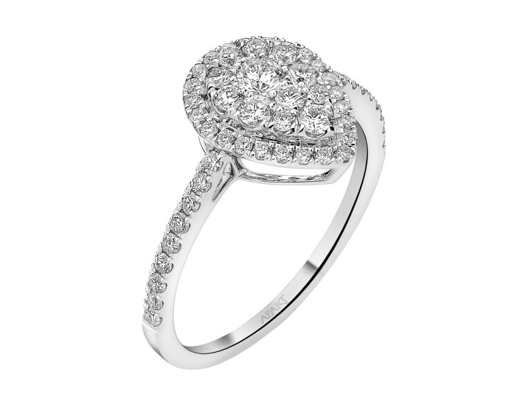 18 K Rhodium-Plated White Gold Ring with Diamonds 0,68 ct - fineness 18 K