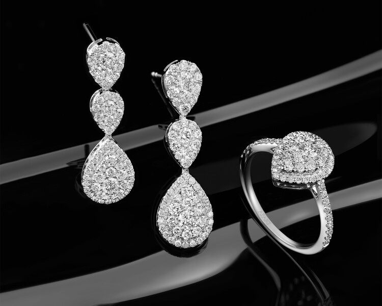 Náušnice z bílého zlata s brilianty - 2,14 ct - ryzost 750