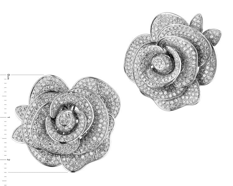 18 K Rhodium-Plated White Gold Earrings with Diamonds 3,05 ct - fineness 18 K