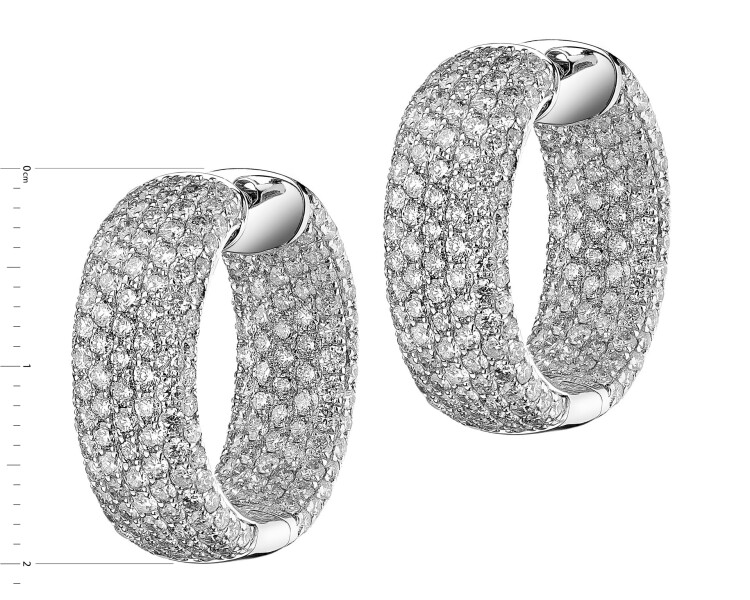 18 K Rhodium-Plated White Gold Earrings with Diamonds 3,76 ct - fineness 18 K