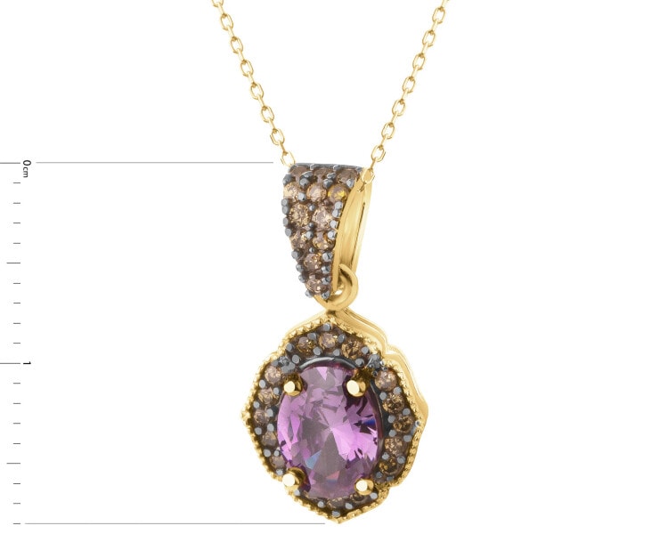585 Yellow Gold/Black Rhodium Pendant with Cubic Zirconia
