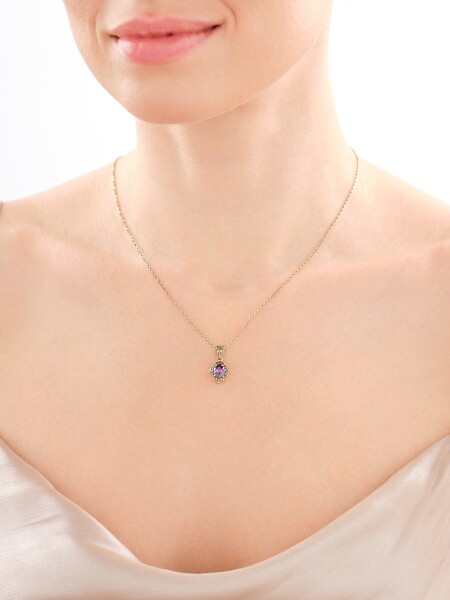 585 Yellow Gold/Black Rhodium Pendant with Cubic Zirconia