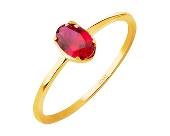 14 K Yellow Gold Ring with Synthetic Ruby