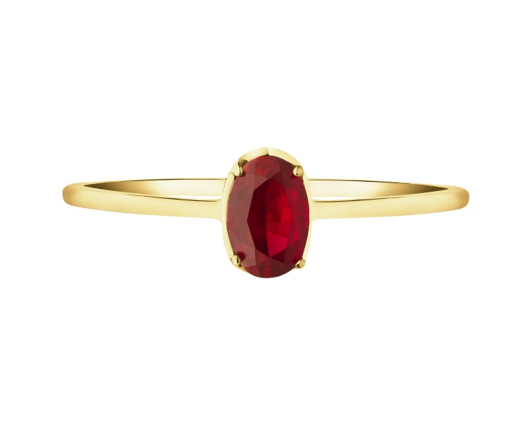 8 K Yellow Gold Ring with Synthetic Ruby