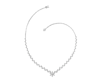 14 K Rhodium-Plated White Gold Necklace with Diamonds 2 ct - fineness 14 K