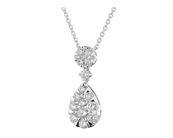 14 K Rhodium-Plated White Gold Necklace with Diamonds 1,11 ct - fineness 14 K