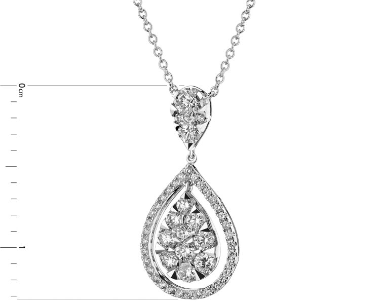 14 K Rhodium-Plated White Gold Necklace with Diamonds 1,43 ct - fineness 14 K