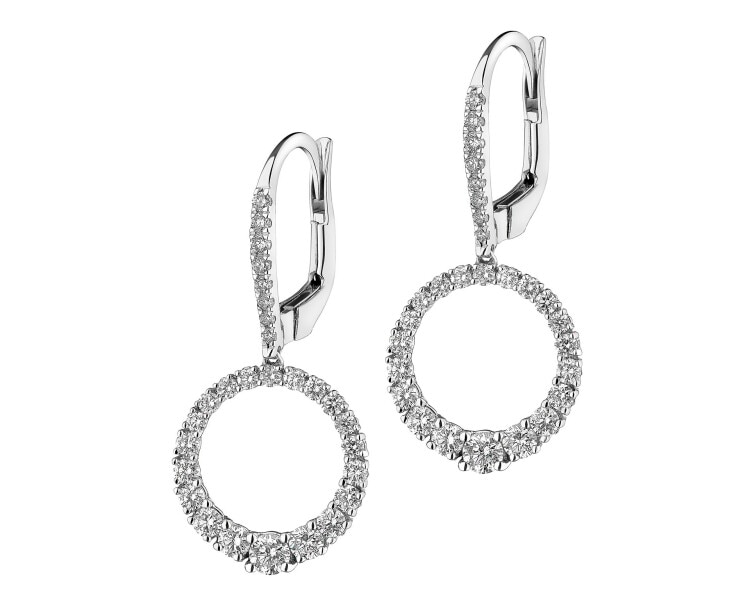 14 K Rhodium-Plated White Gold Dangling Earring with Diamonds 1,12 ct - fineness 14 K