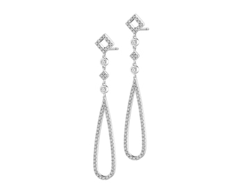 14 K Rhodium-Plated White Gold Dangling Earring with Diamonds 0,83 ct - fineness 14 K