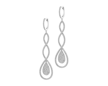 14 K Rhodium-Plated White Gold Dangling Earring with Diamonds 1,45 ct - fineness 14 K