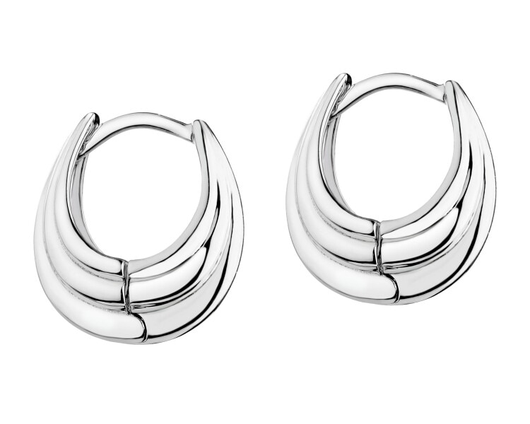 Rhodium Plated Silver Hoop Earring