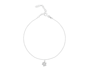 Rhodium Plated Silver Anklet with Cubic Zirconia
