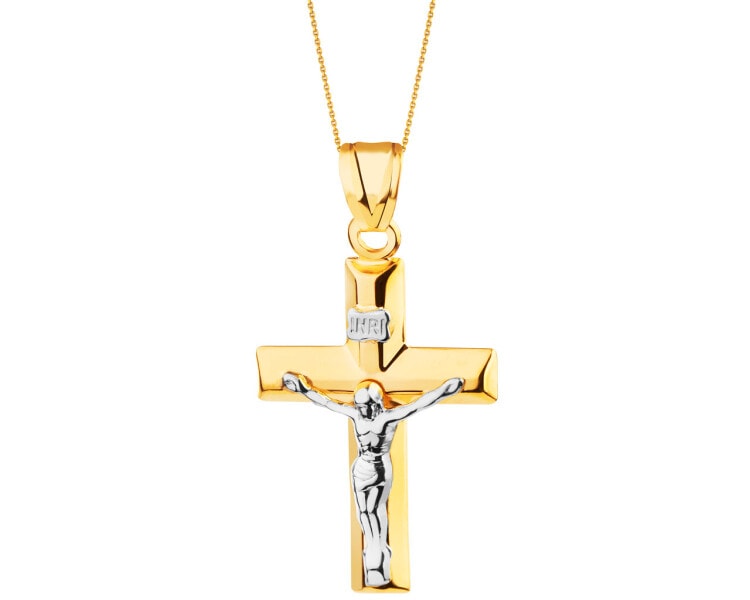 Złota zawieszka z wizerunkiem Chrystusa - krzyż