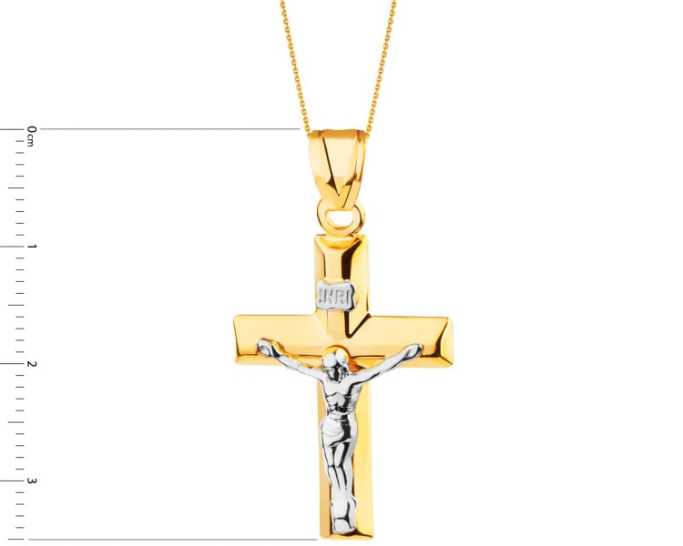 Złota zawieszka z wizerunkiem Chrystusa - krzyż