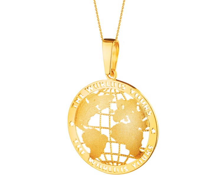 Złota zawieszka - mapa świata - THE WORLD IS YOURS