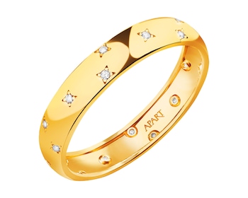 Złoty pierścionek z cyrkoniami - gwiazdy