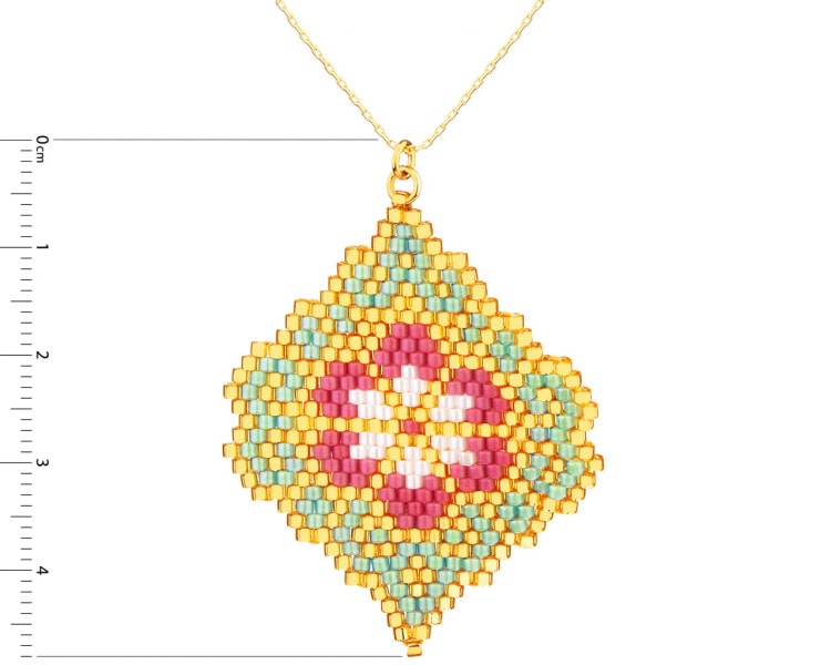 Zlatý korálkový náhrdelník, anker - květ