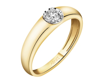 Prsten ze žlutého a bílého zlata s briliantem 0,14 ct - ryzost 585