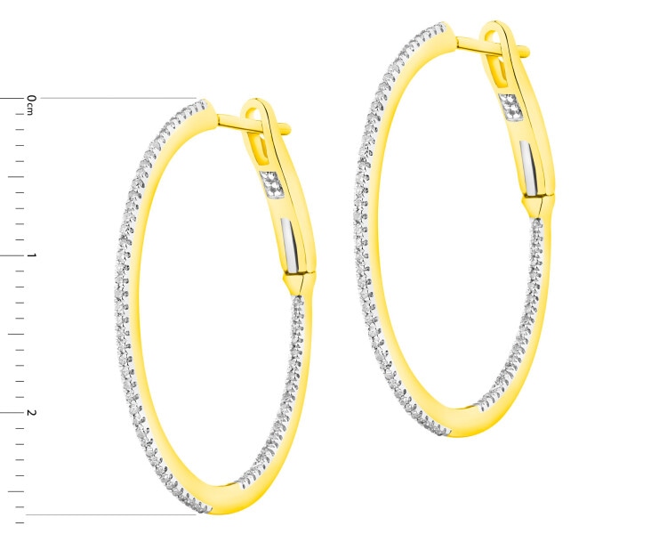 Zlaté náušnice s diamanty - kruhy 0,20 ct - ryzost 585
