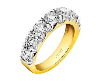 18 K Rhodium-Plated Yellow Gold Ring with Diamonds 2,50 ct - fineness 14 K