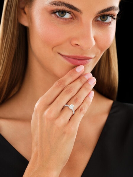 Pierścionek z białego złota z diamentami - 1,50 ct - próba 750