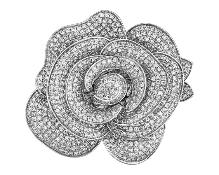Prsten z bílého zlata s diamanty - růže 2,48 ct - ryzost 750