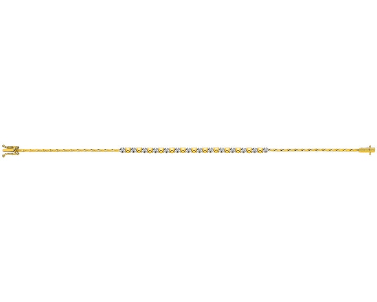 Bransoletka z żółtego złota z brylantami - 18 cm - 0,15 ct - próba 585