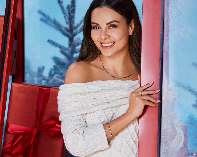 Bransoletka z żółtego złota z brylantami - 18 cm - 0,13 ct - próba 585