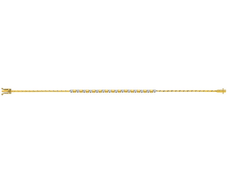 Bransoletka z żółtego złota z brylantami - 19 cm - 0,16 ct - próba 585