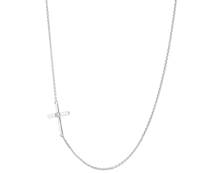 Yellow gold necklace with diamond 0,006 ct - fineness 14 K