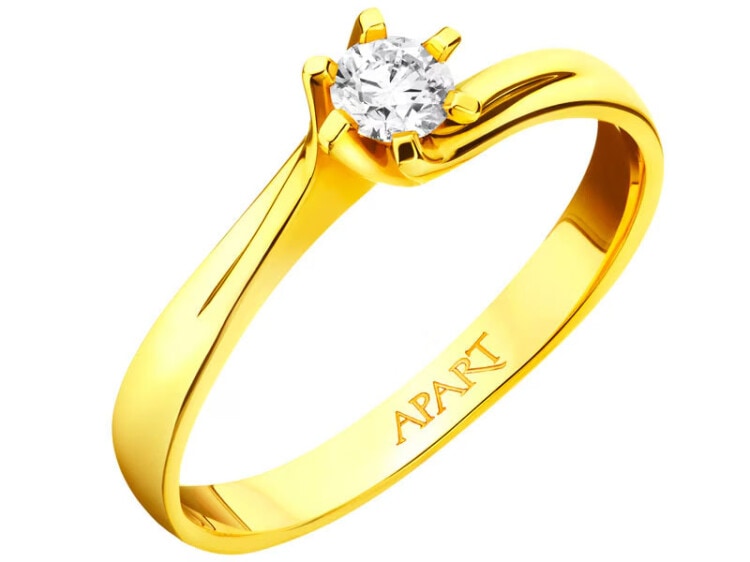 Zlatý prsten s briliantem 0,23 ct - ryzost 585