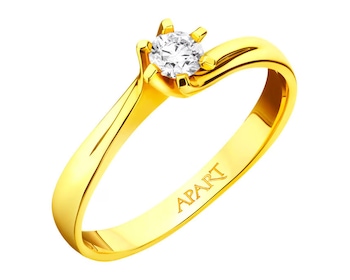 Yellow gold ring with brilliant 0,23 ct - fineness 14 K
