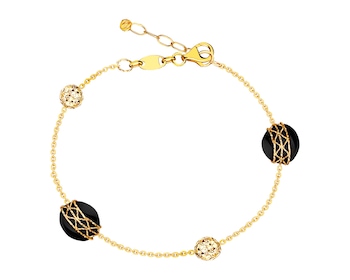 14 K Yellow Gold Bracelet with Onyx