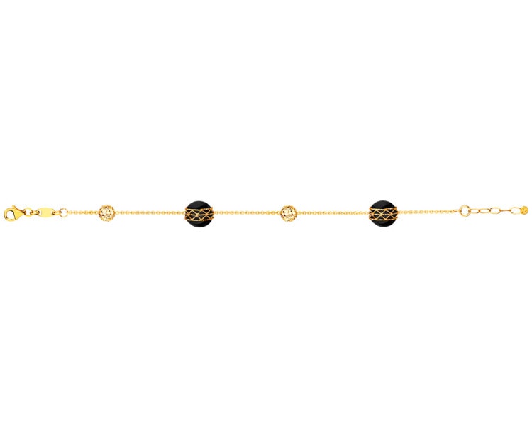 14 K Yellow Gold Bracelet with Onyx