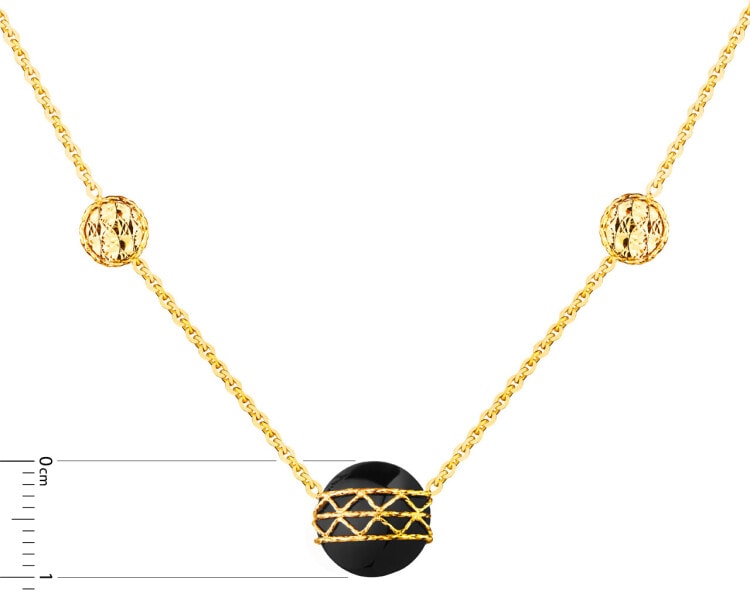 14 K Yellow Gold Necklace with Onyx