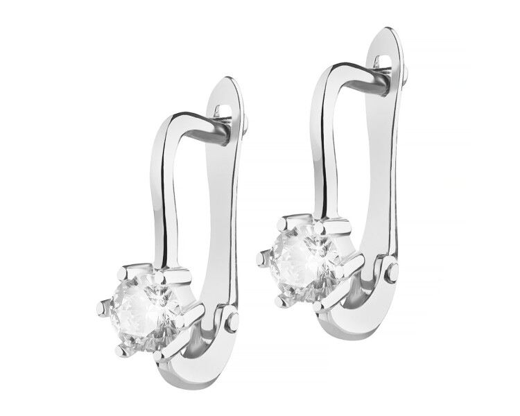  Rhodium-Plated White Gold Earrings with Cubic Zirconia