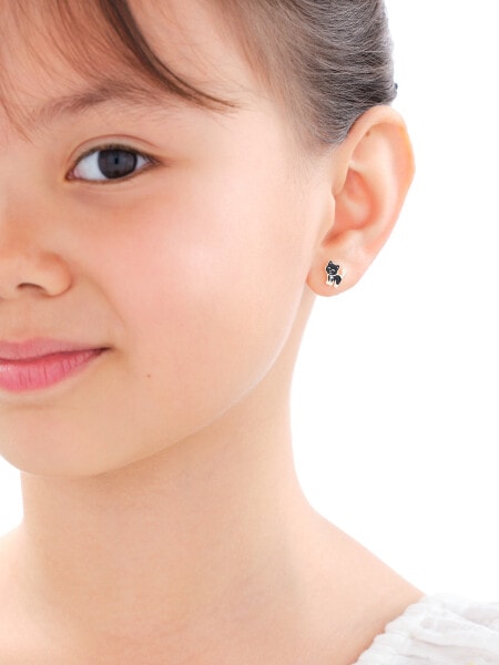 Złote kolczyki z emalią - koty